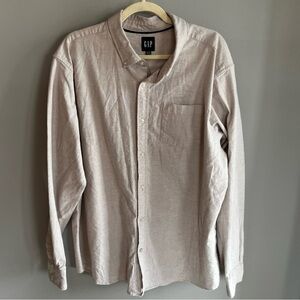 The Gap Cotton Button Down Shirt Plus Size XXL Oatmeal colour